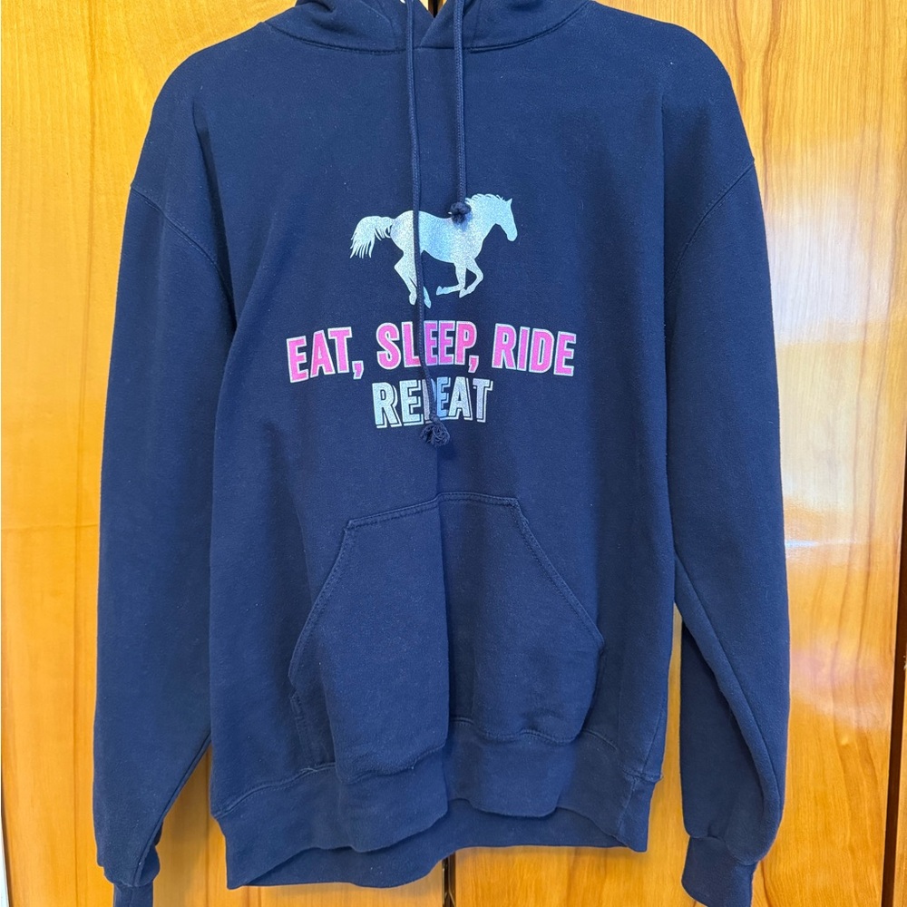 “Eat, Sleep, Ride, REPEAT” Girl’s Horse Graphic Hoodie